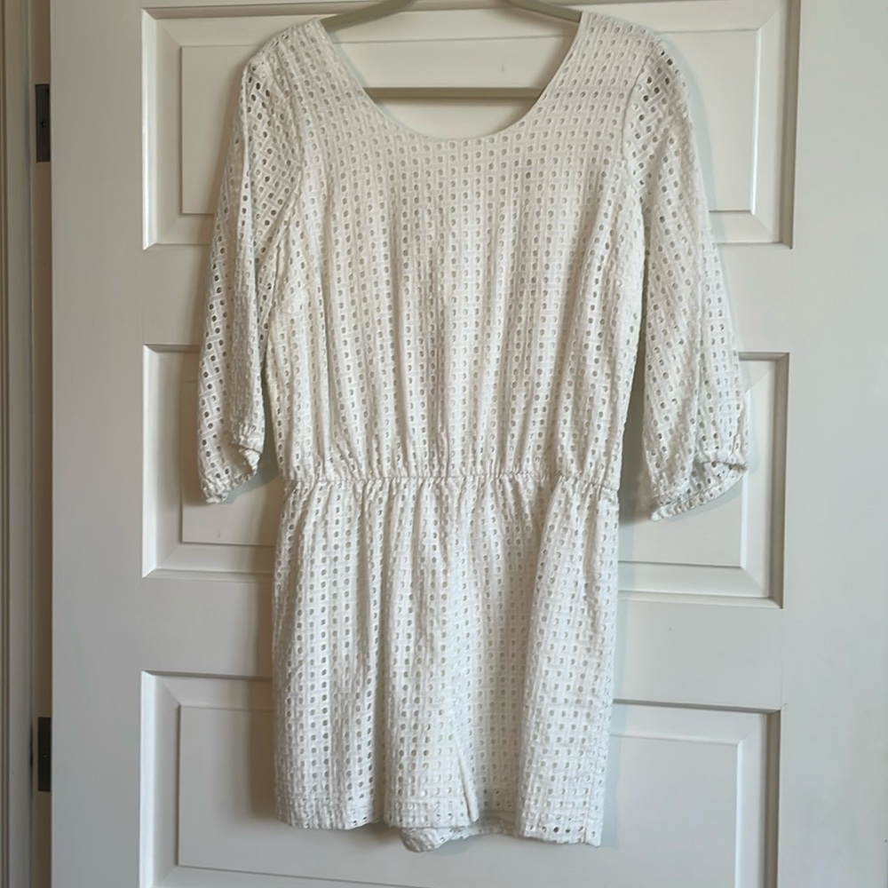 NWT Anthropologie Eyelit Romper with Tie Back, Sz Large